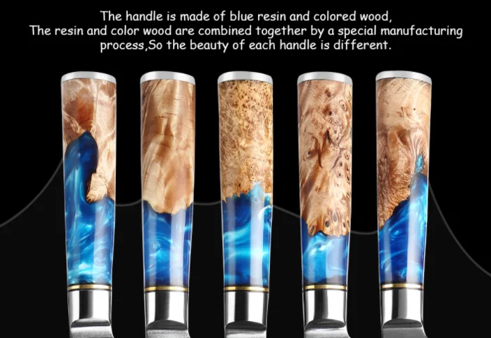 XITUO Damascus Steel Knife Chef Cooking VG10 67Layers Japanese Kitchen Knives Damascus Knife Set Blue Resin Handle