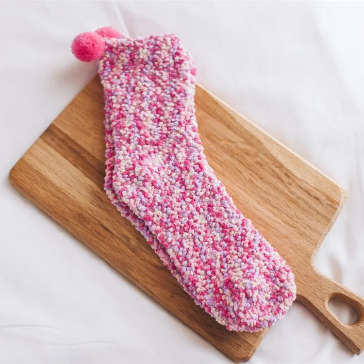 
Women Gift Cup Cake Socks Cute Warm Cozy Fluffy Soft Solid Color Socks Set Winter Comfy Socks 