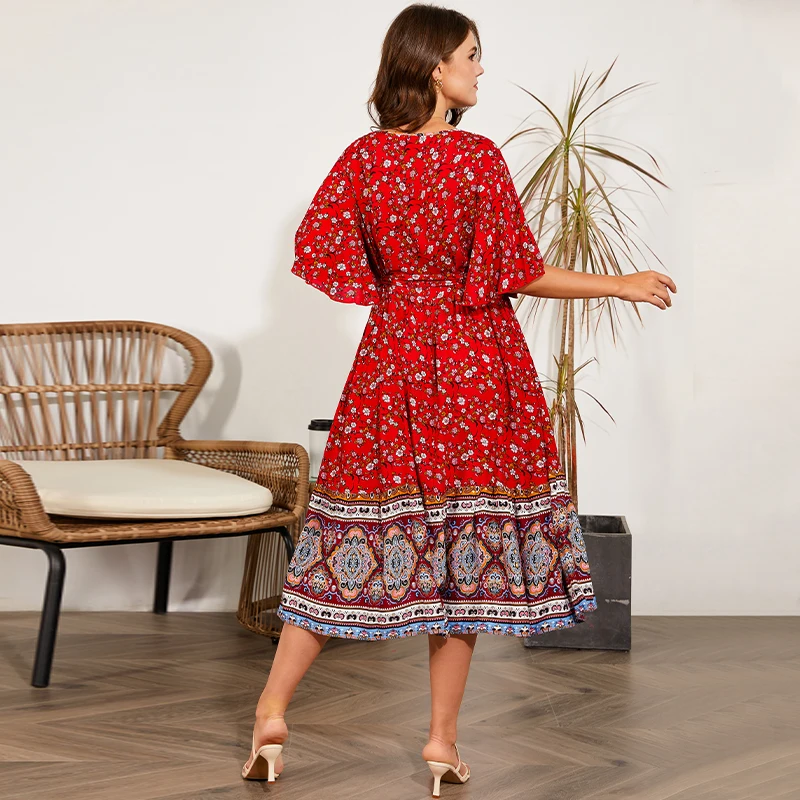 Hanni New Lady Plus Size Summer Dresses 2xl 3xl 4xl 5xl Wholesale Fashion Casual Boho Plus Size Dresses For Fat Women