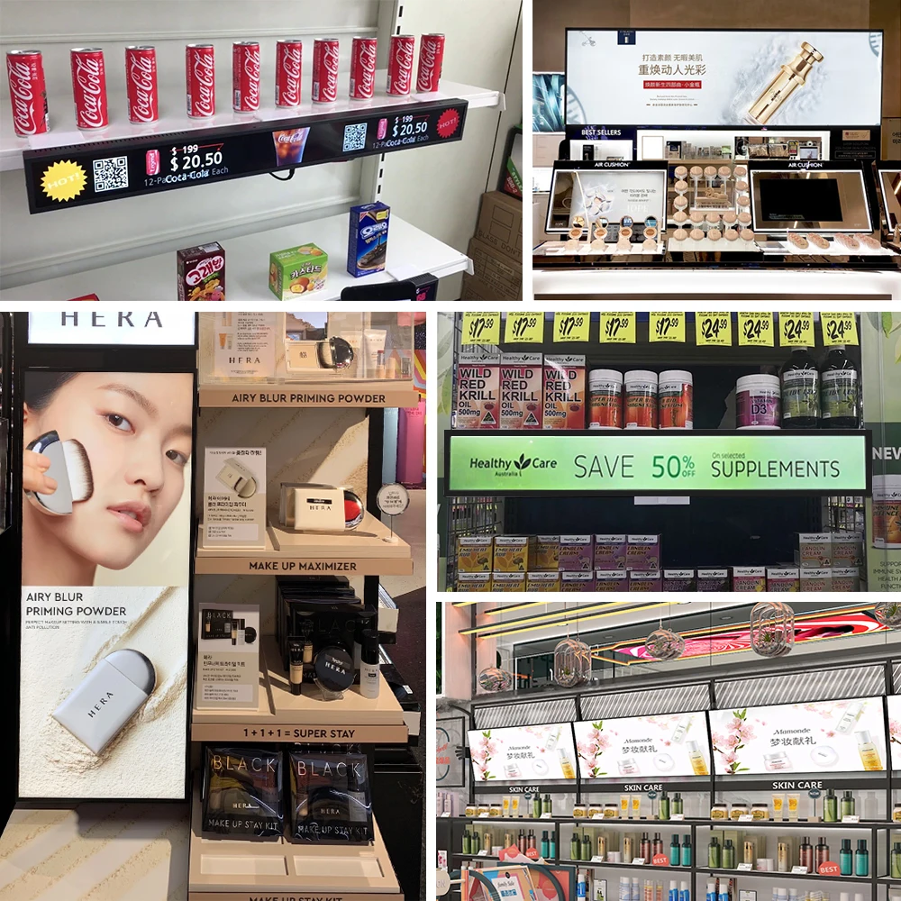 Hot Sales 23.1 Inch Stretched Bar Lcd Display Shelf Advertising Playing Equipment Digital Screen