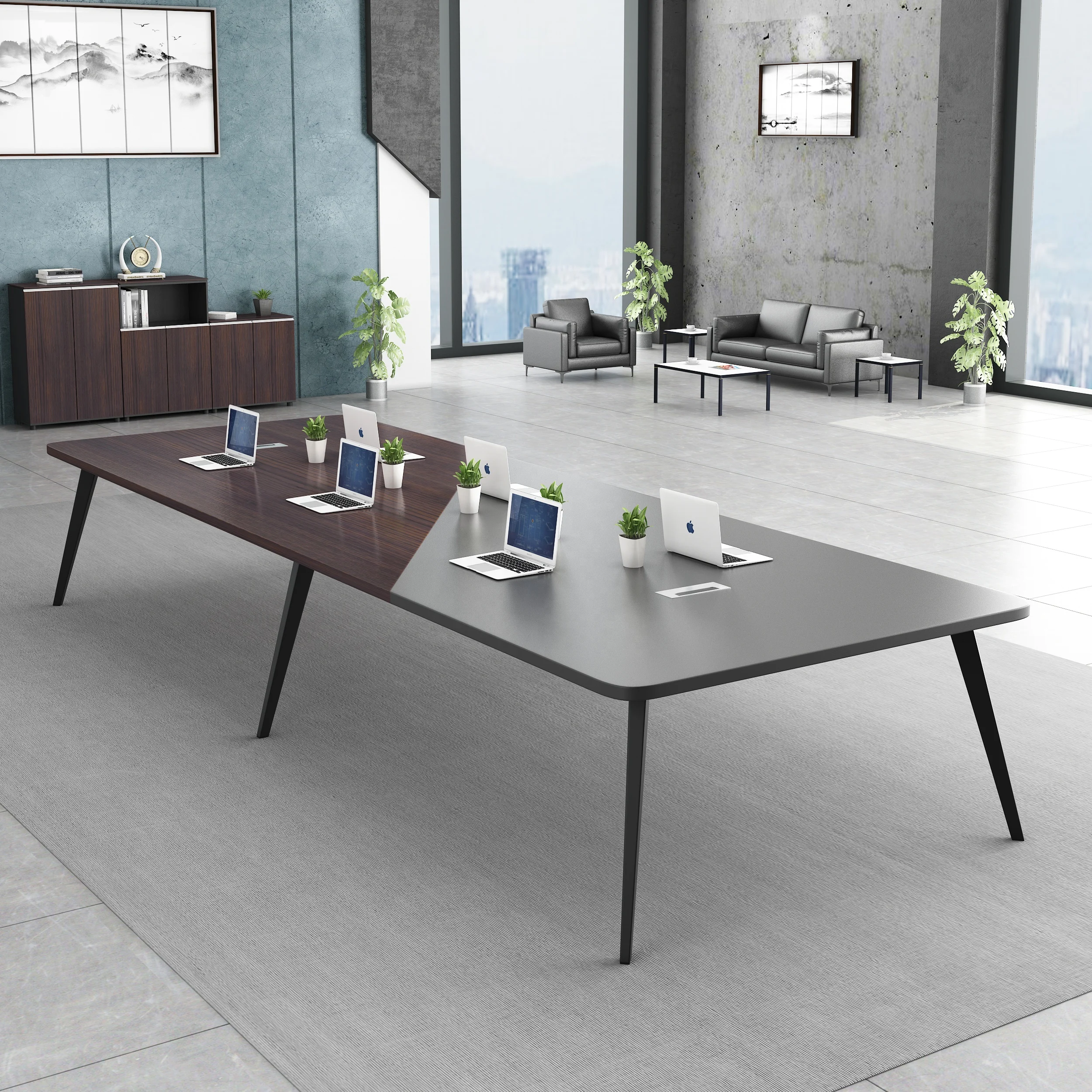 Dirt-resistant And Easy To Handle Modern Simple Rectangle Big Meeting Table Conference Sectional