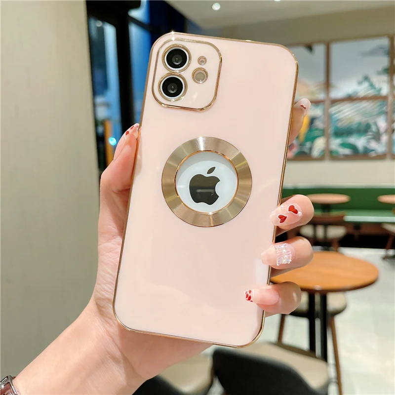 For iPhone13 12 11 Pro Max Funda Phone Case Electroplating Luxury TPU Silicon Case Lens Protector CD Pattern Mobile Cover Case
