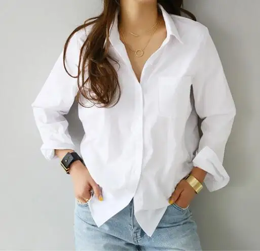 2023 Popular Design Pure Color Women Blouse Blouse White Shirt