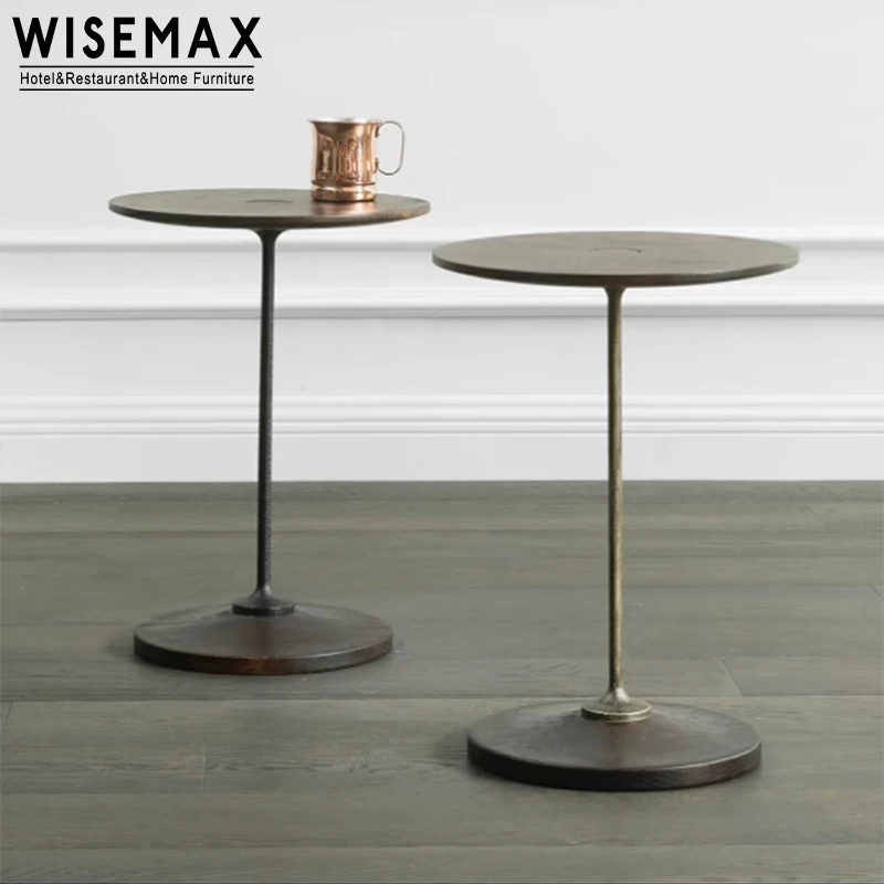 WISEMAX FURNITURE Industry design sofa corner table wooden frame old color modern round coffee table for living room restaurant