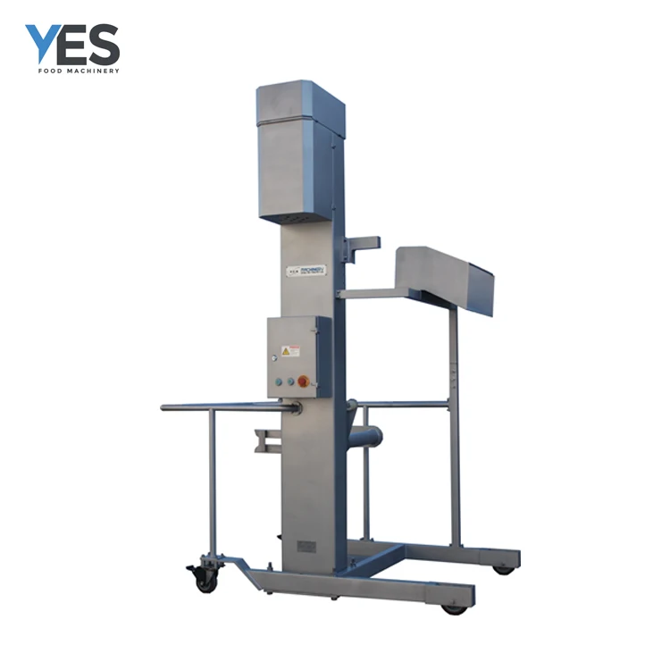 Industrial bin lifer trolley elevator in food industry mincer machine