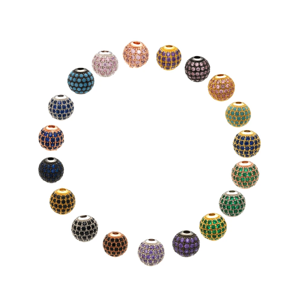 Wholesale DIY 10mm Zircon ball beads do not fade 14k 18k 22k gold pine bead bracelet decorative shim bead bracelet accessories