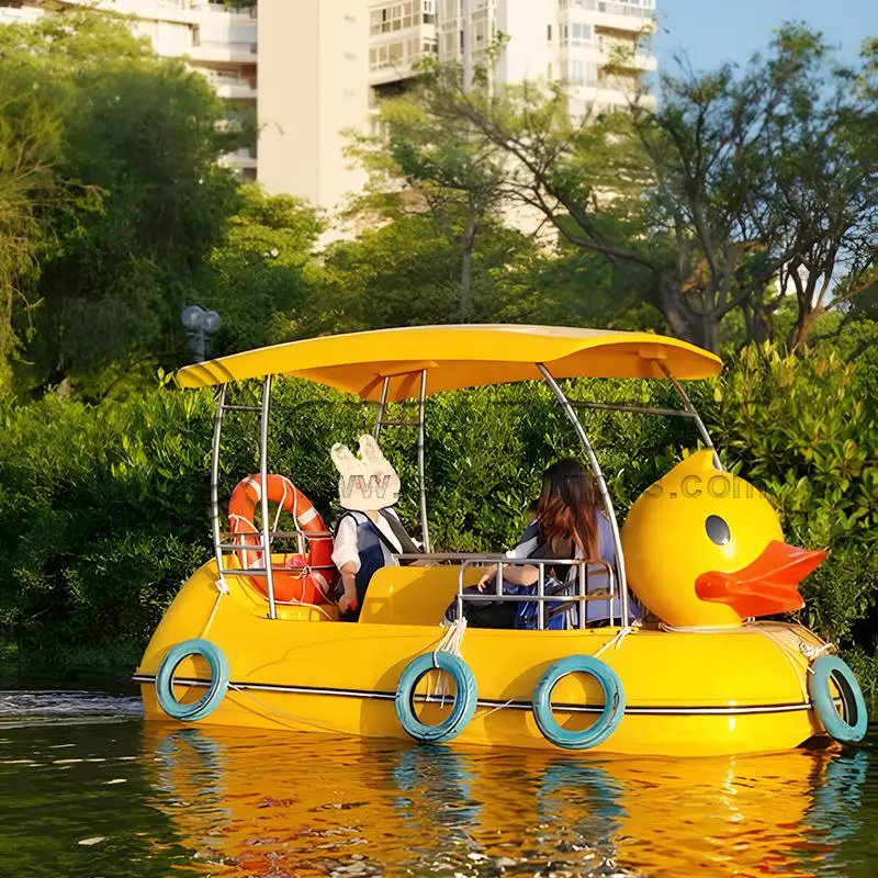 Happy fun water yellow duck pedal boat sport floating boat FRP water park recreation boat for sale