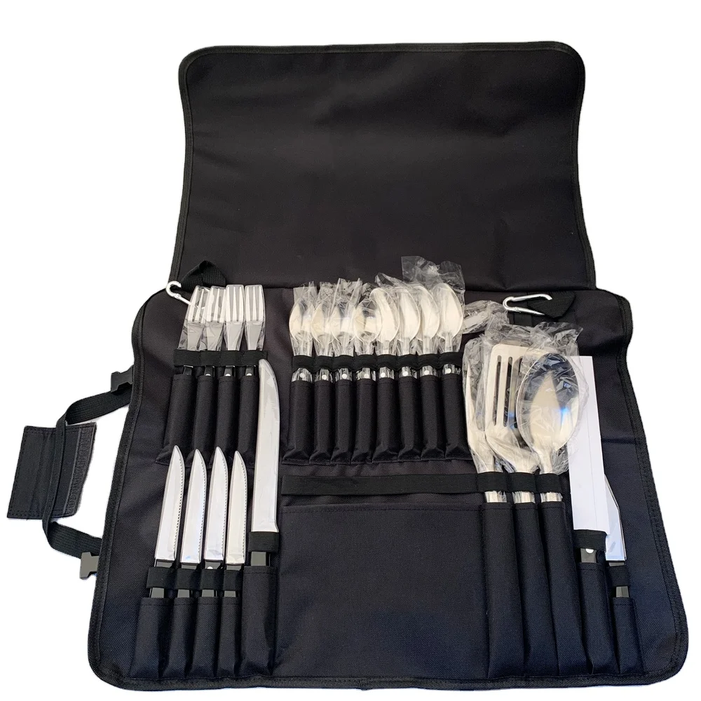 2020 hot 25pc kitchen tools bag set outdoor cooking knife cutlery for Camping BBQ Grilling with Spoon Knife chopper opener kit