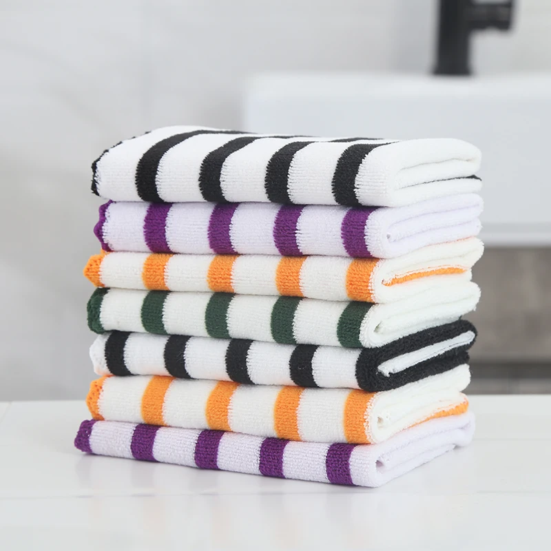quick dry microfiber Kitchen Tea Towel Eco sand free cloth Stripe Dish Cleaning Towels