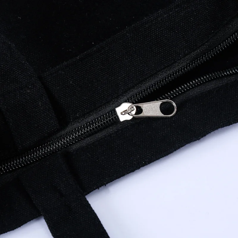 wholesale large size plain canvas bag black canvas tote bag with zipper