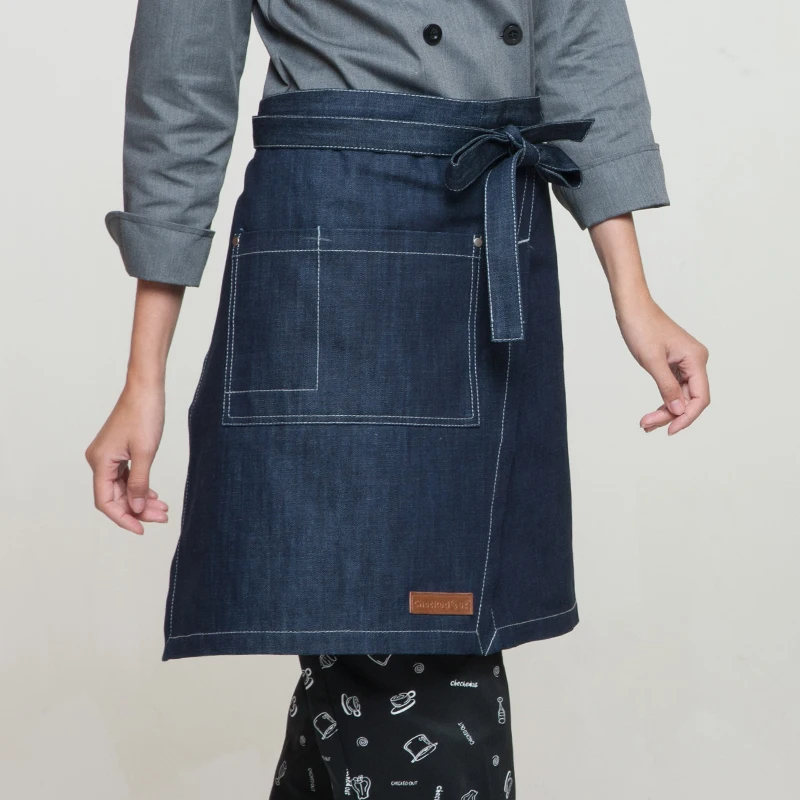 CHECKEDOUT RTS aprons kitchen chef barista custom logo mens bbq bar denim apron