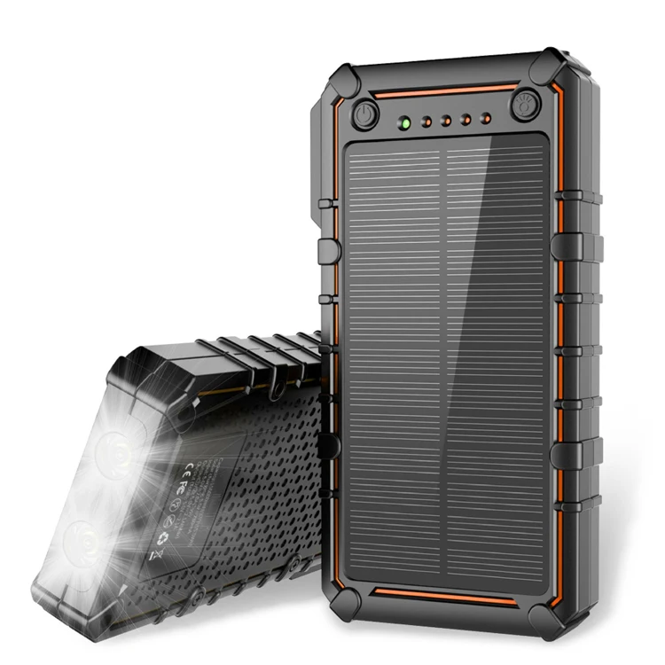 15000mAh Dual USB Cellphone Charger Emergency Solar Power Bank charger With LED Light