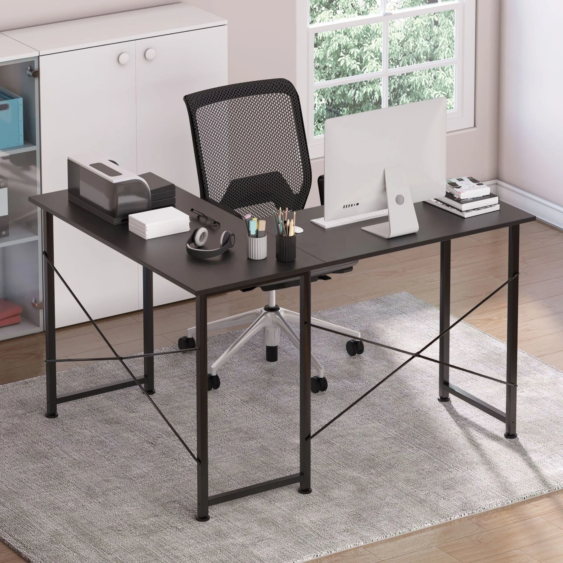 Hot Sale Black L Shape Home Office Corner Computer Desk
