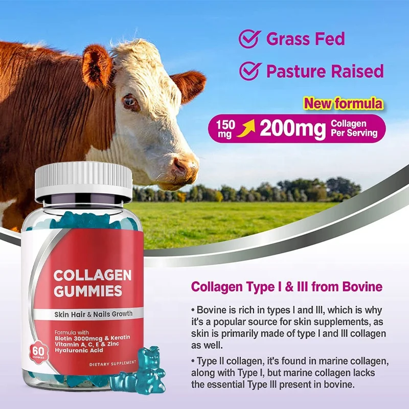 OEM ODM Collagen Gummies Beauty Skin Care Helps Hair And Nail Growth Zinc Multvitamin Gummy Candy