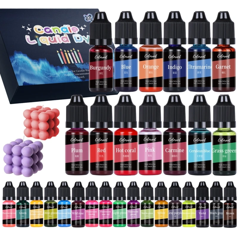 Manufacturer upgraded 30 colors pigment dye hgh enriched liquid colorant for DIY candles and soap Non-toxic handcraft
