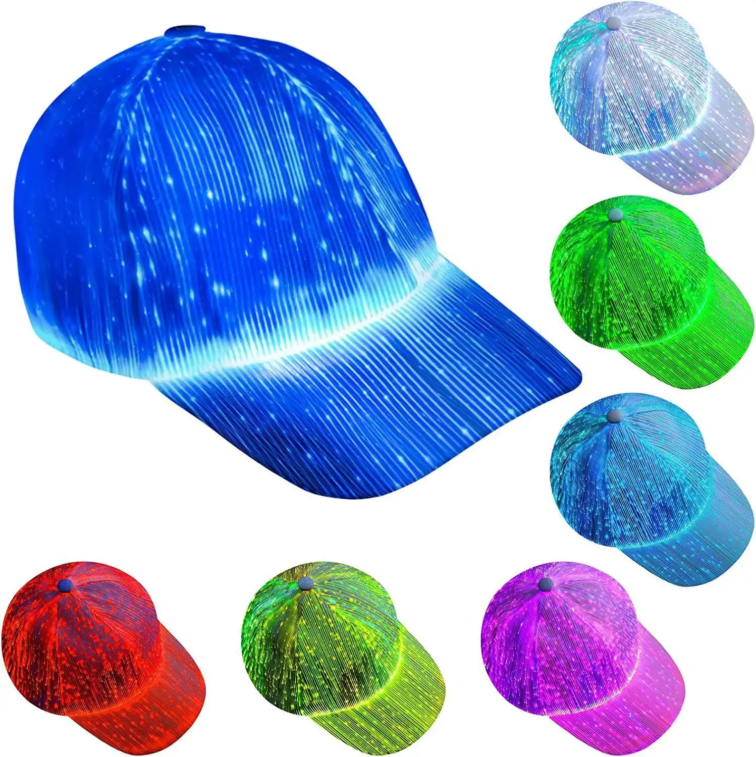 Led USB rechargeable hat Fiber Optic Hat Light Up  Neon Glowing Hat 7 Colors Glowing Rave Accessories for Party