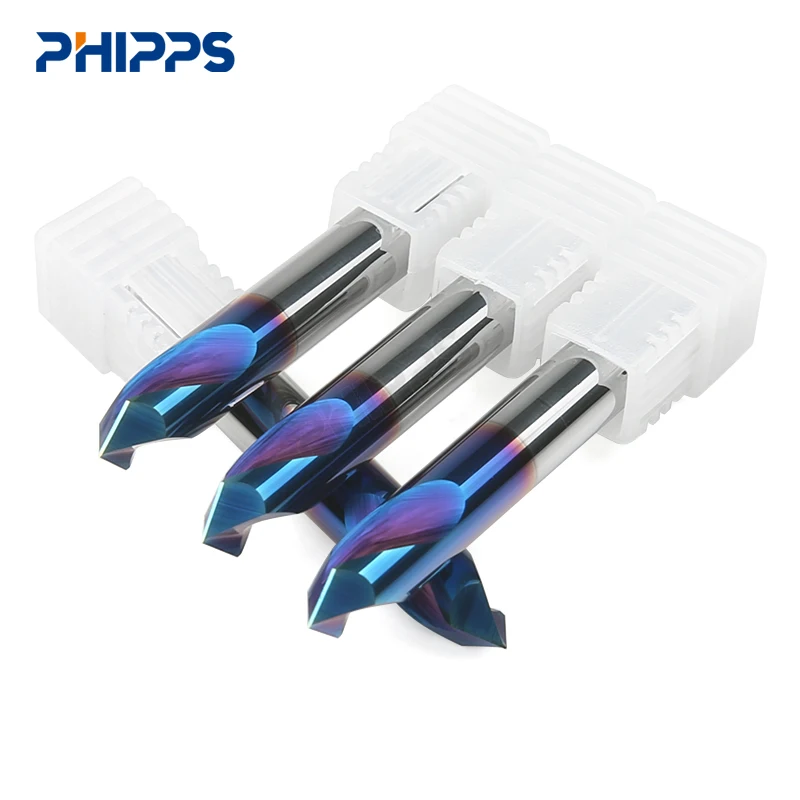 HRC 65 two flute 6mm CNC milling tools NC spot drill metal cutting tungsten carbide drill bits for metal drilling