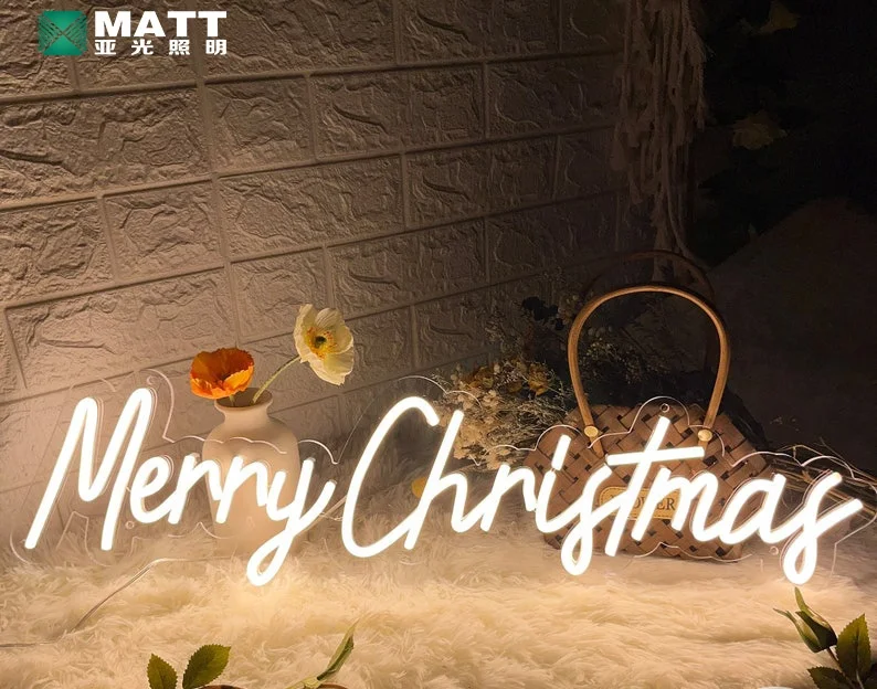 Матовая Прямая поставка 2022 новый стиль праздничный знак с Рождеством неоновая вывеска нет минимального заказа бесплатный дизайн Высокое качество для украшения вечеринки