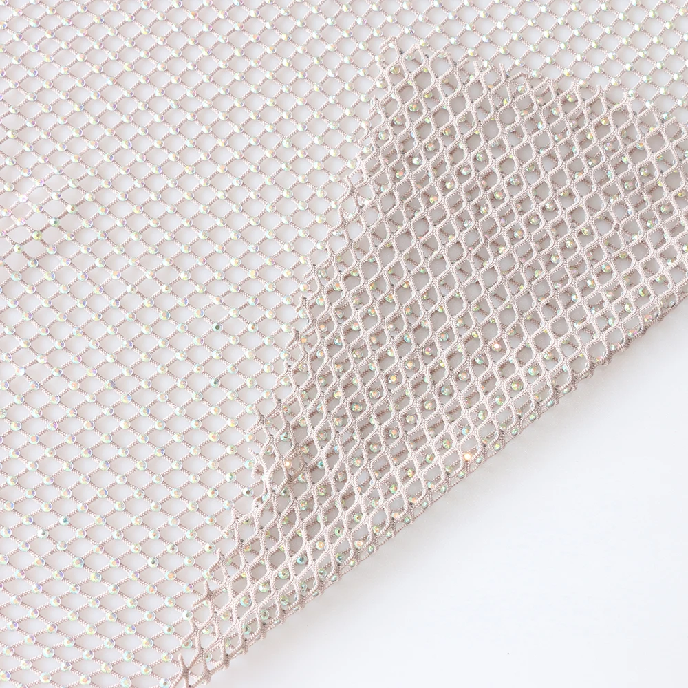 Hot Fix Glue Sheet Rhinestone Crystal Strass Sheet Round Diamond Rhinestone  Mesh Fabric