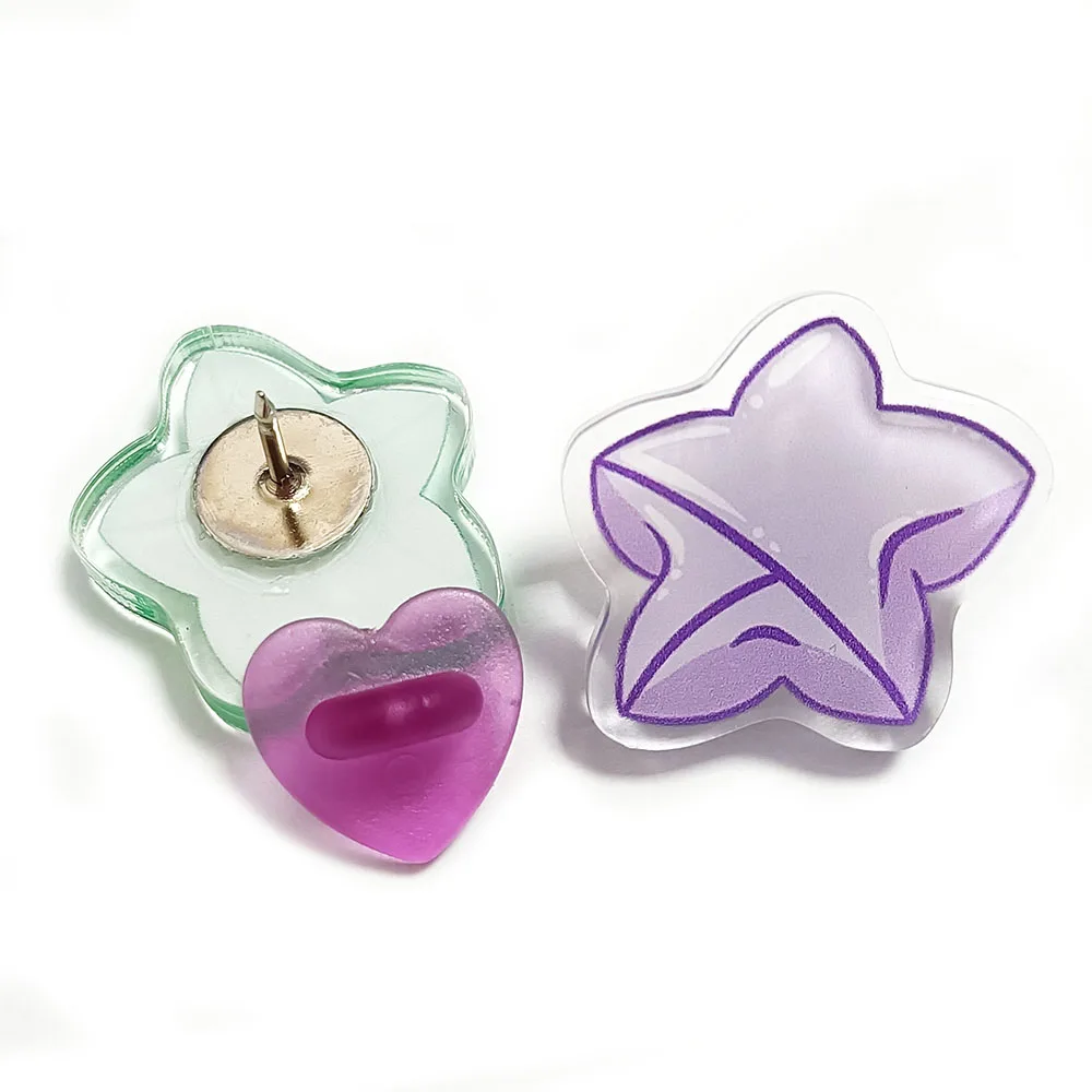 Custom logo print cartoon acrylic pins plastic cute pin with butterfly clutches