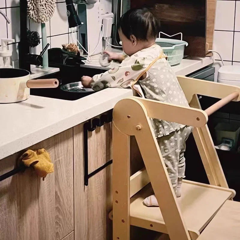 Kitchen Step Stool Children Learning Tower Montessori Practice Adjustable Height Stool Kids Foldable Learning Helper Tower
