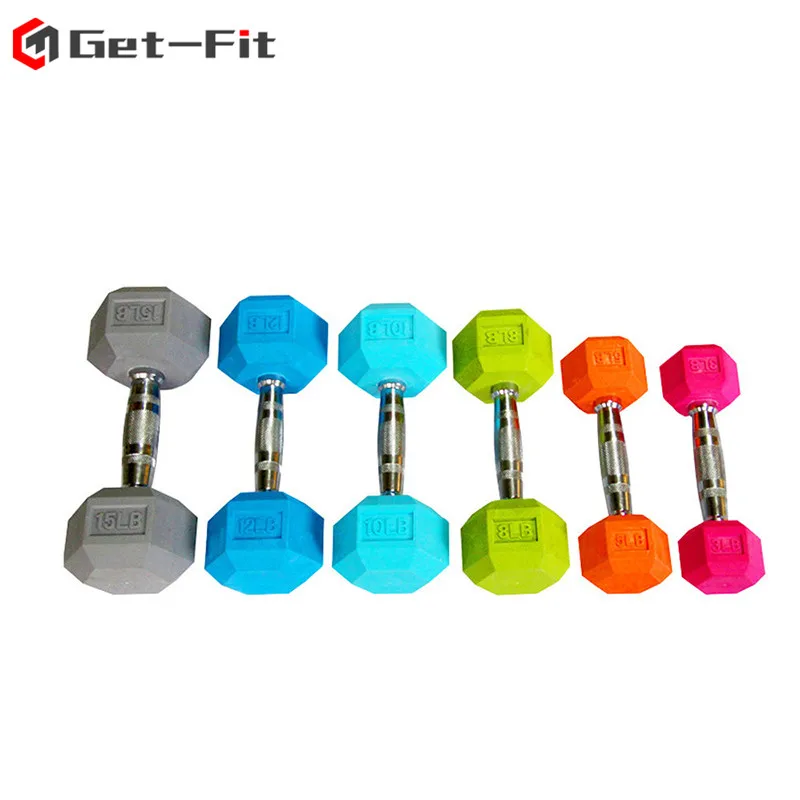 Get-Fit  2024 New Product Gym Fitness Equipment Rubber Hex Dumbbell OEM