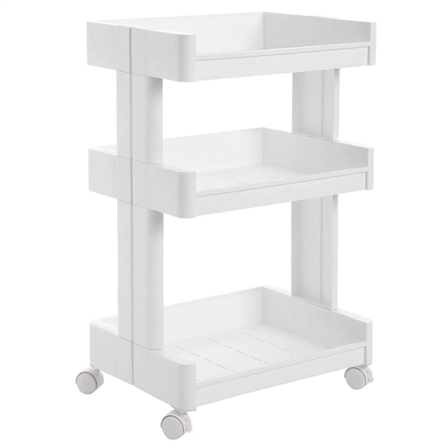 Plastic Shelf Storage Shelving Unit, 3 Tier Storage Organizer Rack Bathroom, Stackable Kitchen Organizer Tower Shelves