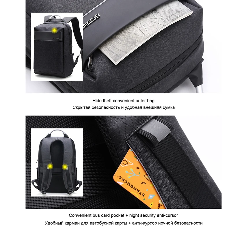 2020 Trending Arctic Hunter Business Travel Nylon Waterproof Anti-Theft Laptop Backpack Bag With USB Charging Port