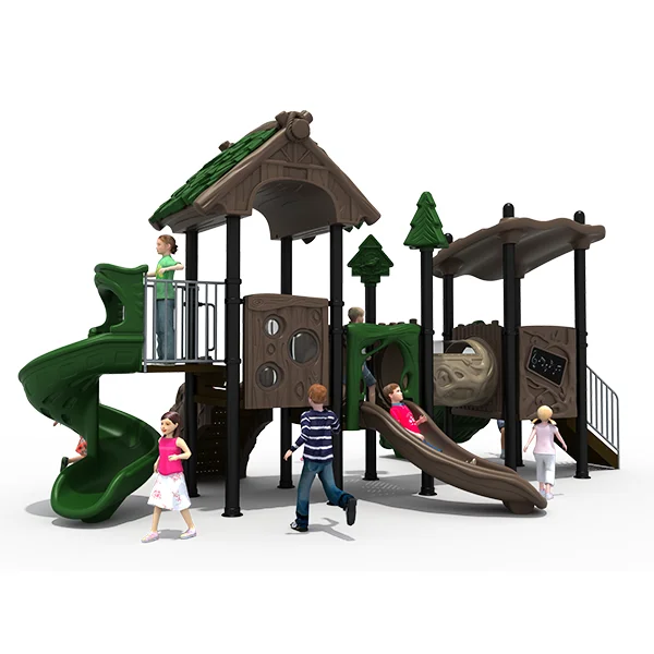 Plastic slide with physical exercise fitness equipment to help children grow