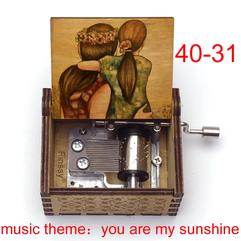 Mini Wooden Musical Box Song Your Are My Sunshine Unique Gift for Birthday Christmas 48