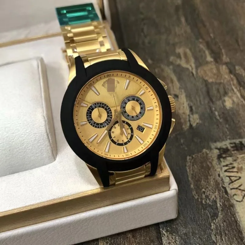 Luxury Gold Man Quartz Watches Chronograph Stainless Steel Waterproof Wrist Watch for Men Fashion Montre Homme