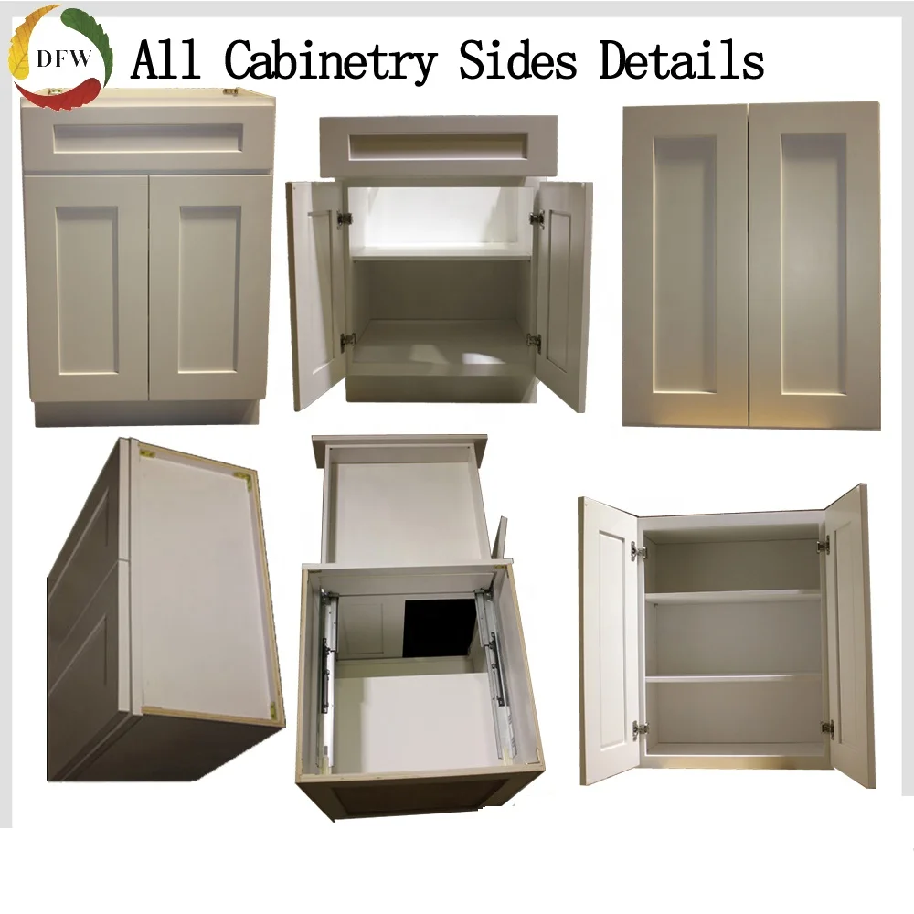 China Kitchen Cabinet Shaker Wood MDF Kitchen Cabinet French Country Hotel White Real