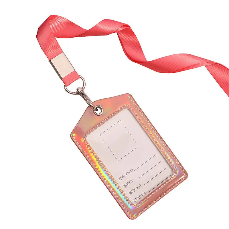 FOCUS Wholesale Card Holder with Lanyard PU Card Holder Custom Logo Full printing Vertical Card Holder ID Badge
