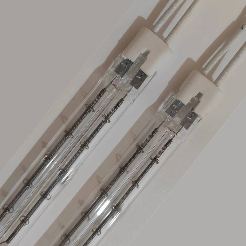 Twin tube  Infrared Lamp Industrial Heating Warming IR Element Baking Glass Quartz Tube Shortwave half gold reflective coating