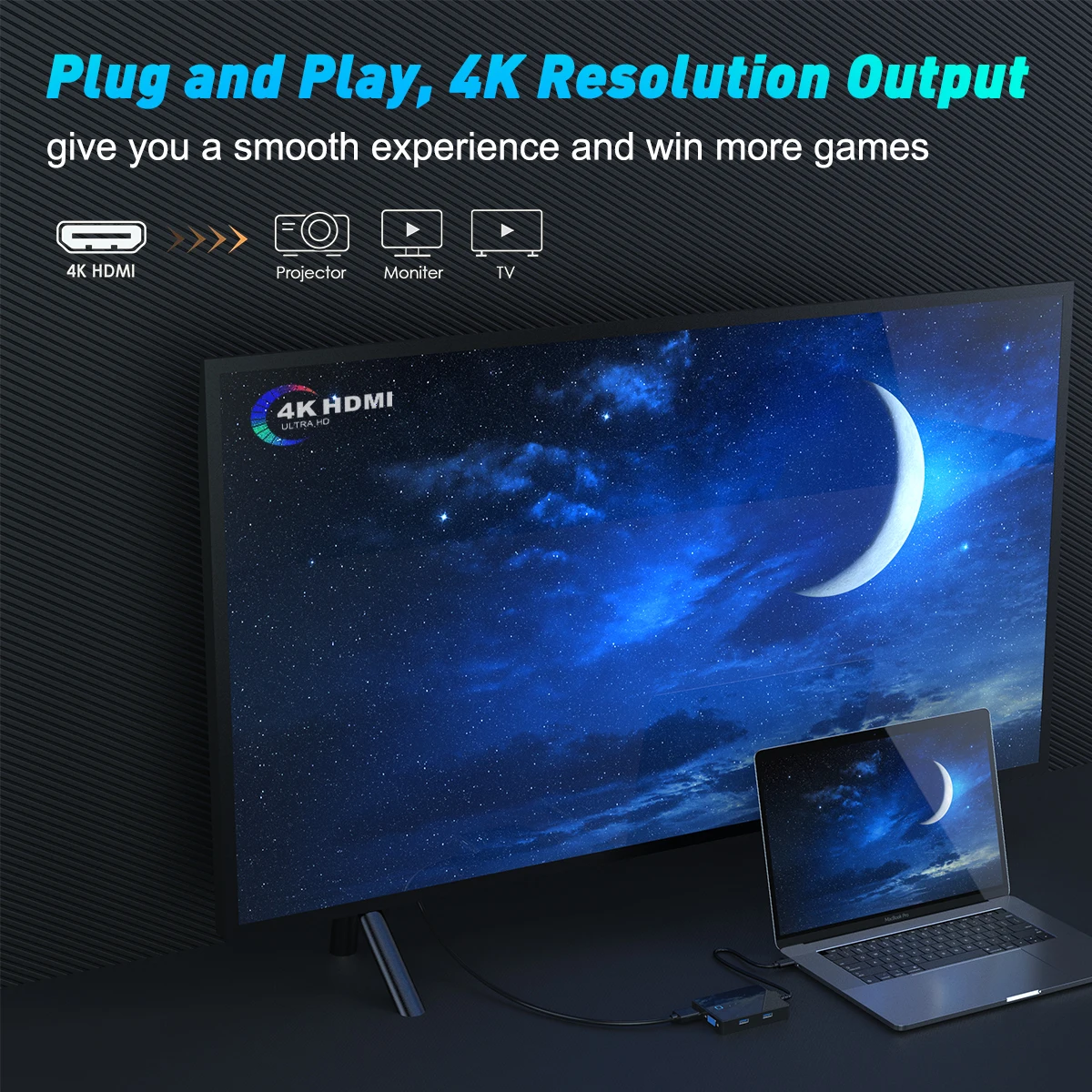 Адаптер-концентратор Boyi Type-C на HD MI VGA с зарядным устройством PD 4K 3 в 1 плата расширения для