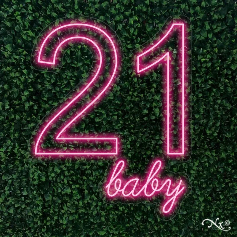 Custom 21 Baby Led Neon Signs for Birthday Party Baby NEON  Number 21 Birthday Multicolor Led Light Lamp