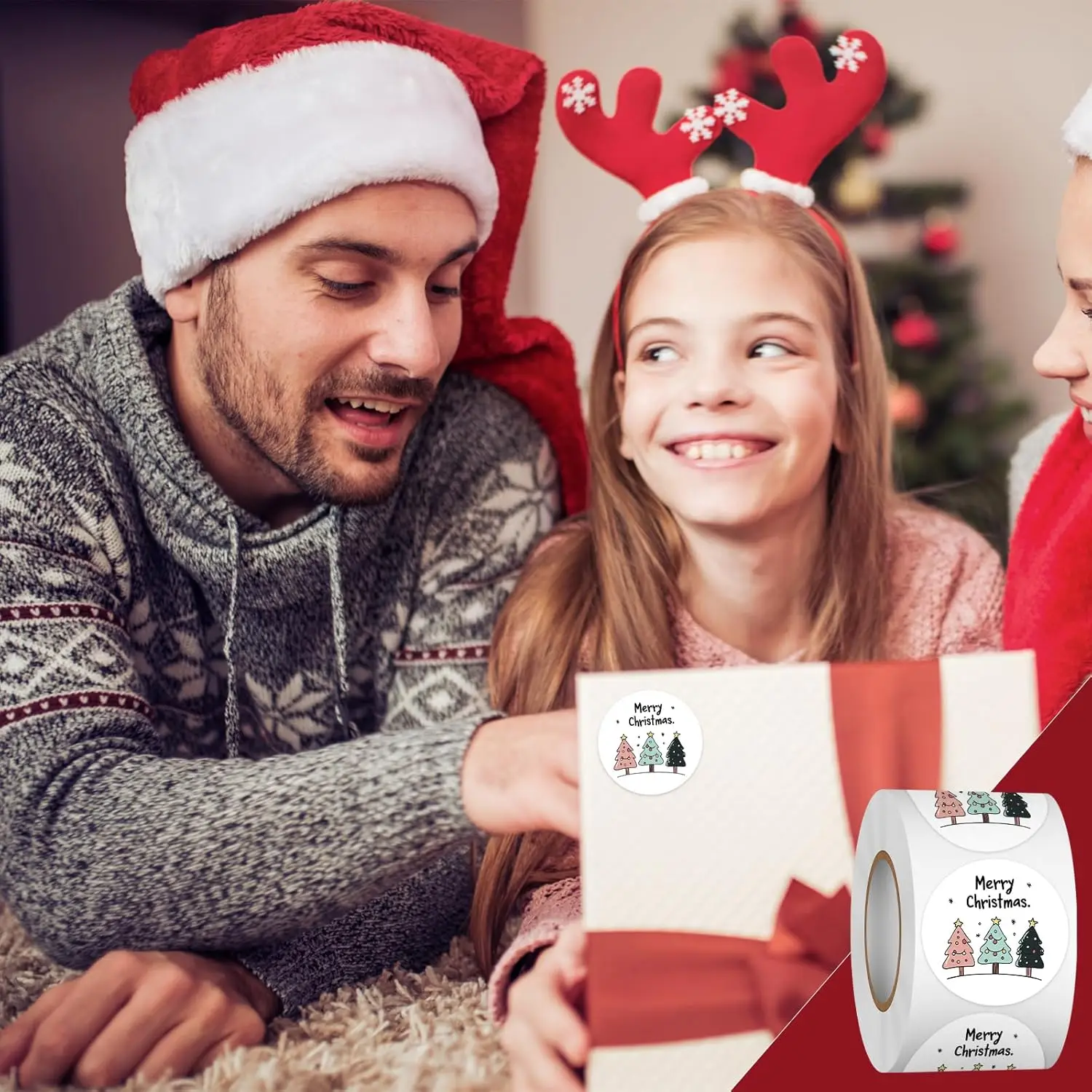 Festive Christmas Stickers Roll Christmas Sticker Roll for Merry Christmas Decorations Waterproof Adhesive Stickers