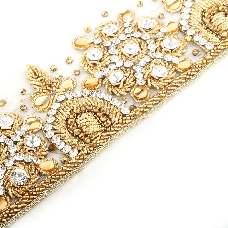 
Wholesales exclusive trimmings bead trim bridal belt sashes wedding dress ribbon costume lace craft sewing sari border 