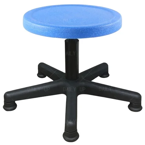 Fixed Base Workshop Stool With Frosted Seat And Screw Rod Swivel Adjustable Laboratory Stool With Wheels For Factory Hospital