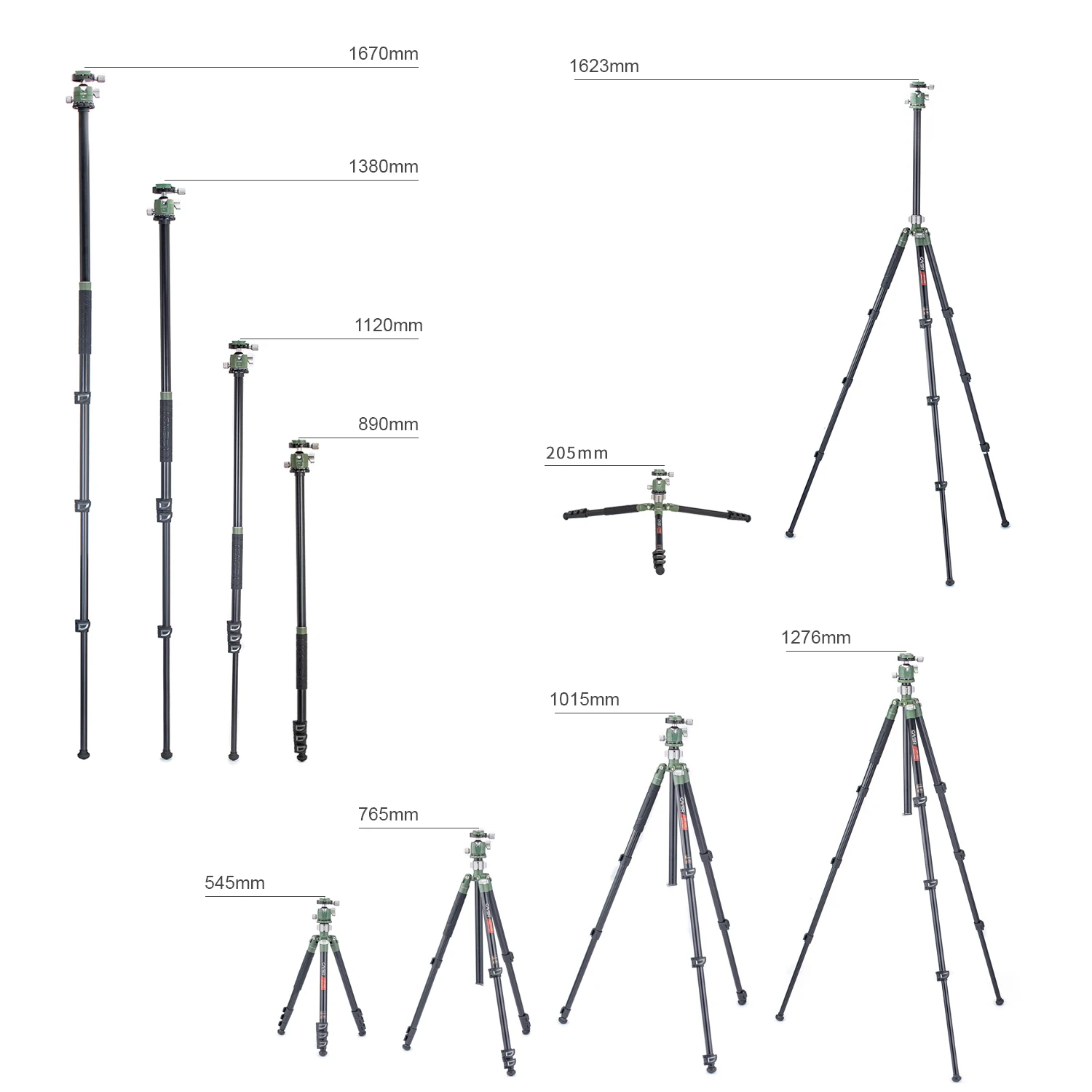 Cayer FP1450G1 Lightweight Aluminum Reverse Folding Tripod Kit with Removable Leg for Monopod Professional Camera Video Tripod