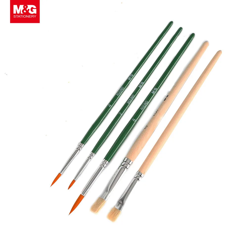 M&G 2Pcs/3Pcs/5Pcs Set Water Color Brush Gouache Artist Wood Paint Brush