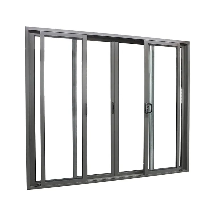 
Black Double Curved 4 Glass Aluminium Frame Sliding Door 