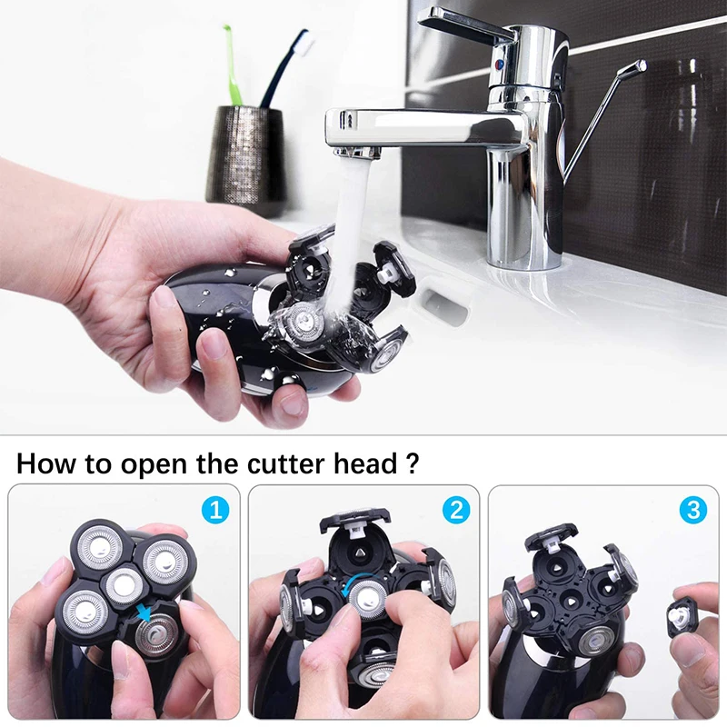 
5 in 1 Electric Shaver 5 Floating Blade Heads Wet-Dry Dual Use Waterproof Shaving Machine Razor Beard Trimmer Face Care for Men 