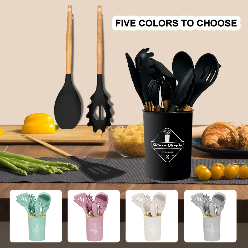Custom Hot Sale Heat Resistant  Silicone Kitchen Utensils Wholesale Silicone Kitchenware