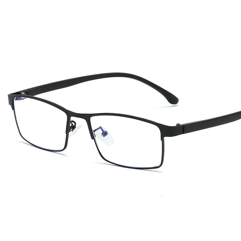 High quality Flat Mirror Business Stainless Steel Simple Anti blue light Glasses with metal hinge