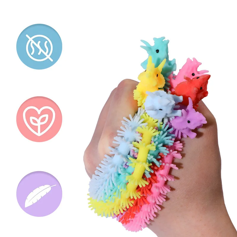 Hot Sale Multicolor Unicorn Stretchy Strings TPR Bracelet Sensory Stress Relief Toys Stretchy Strings Fidget Sensory Toys