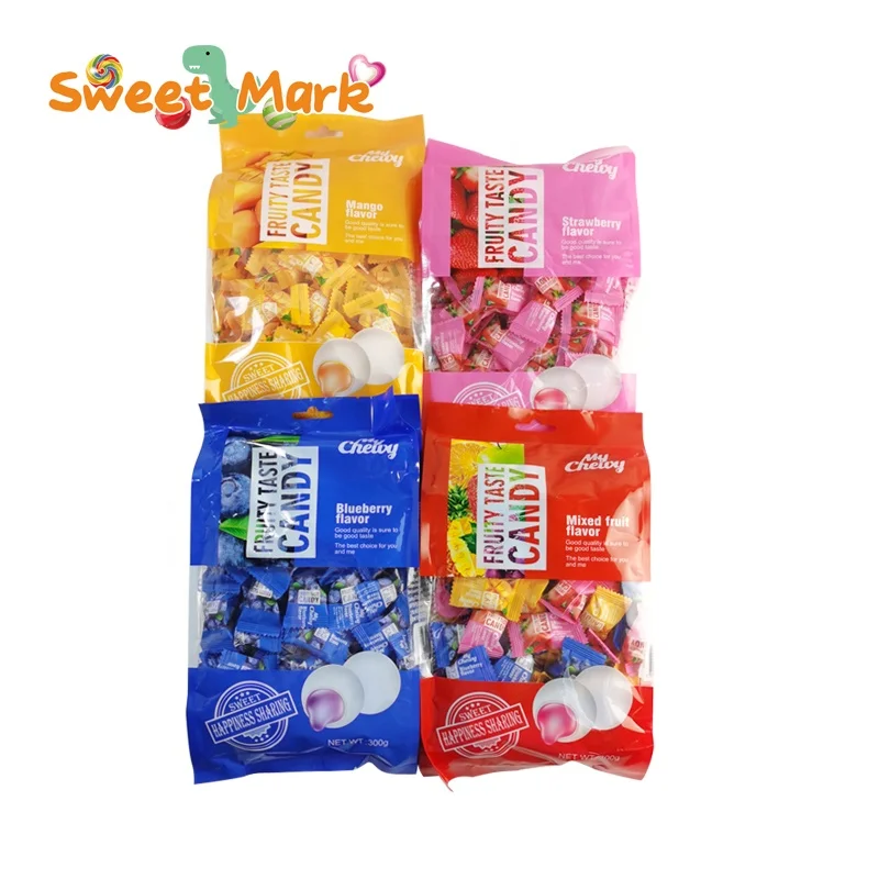 chew candy mix fruit flavor candy ball center filled soft candy
