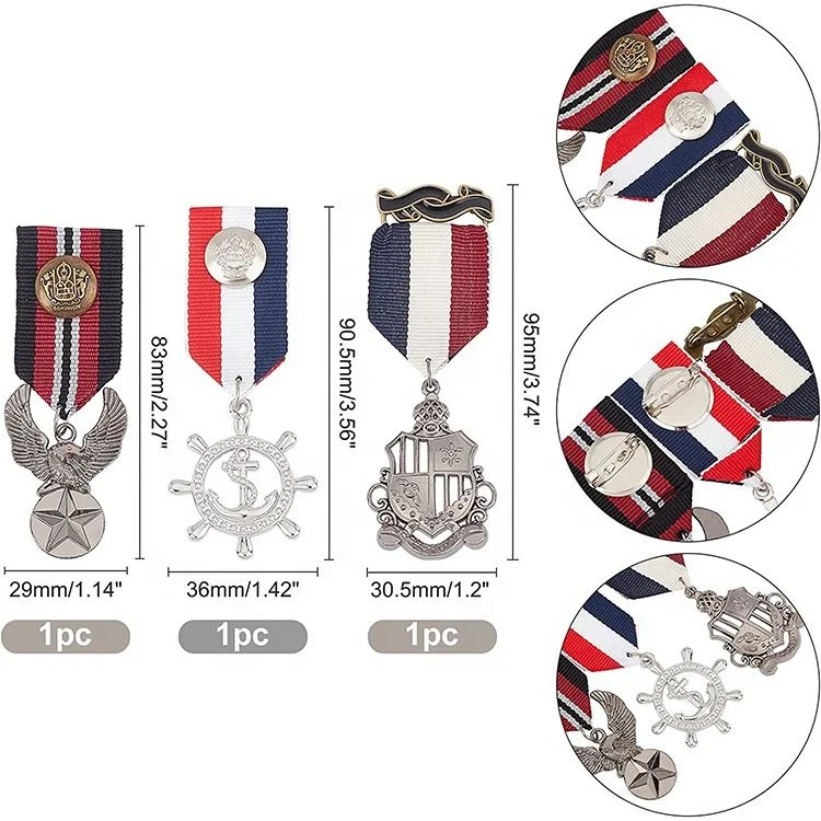 Custom Antiqued Gold metal embossed Iron Cross Medal security badge With Box