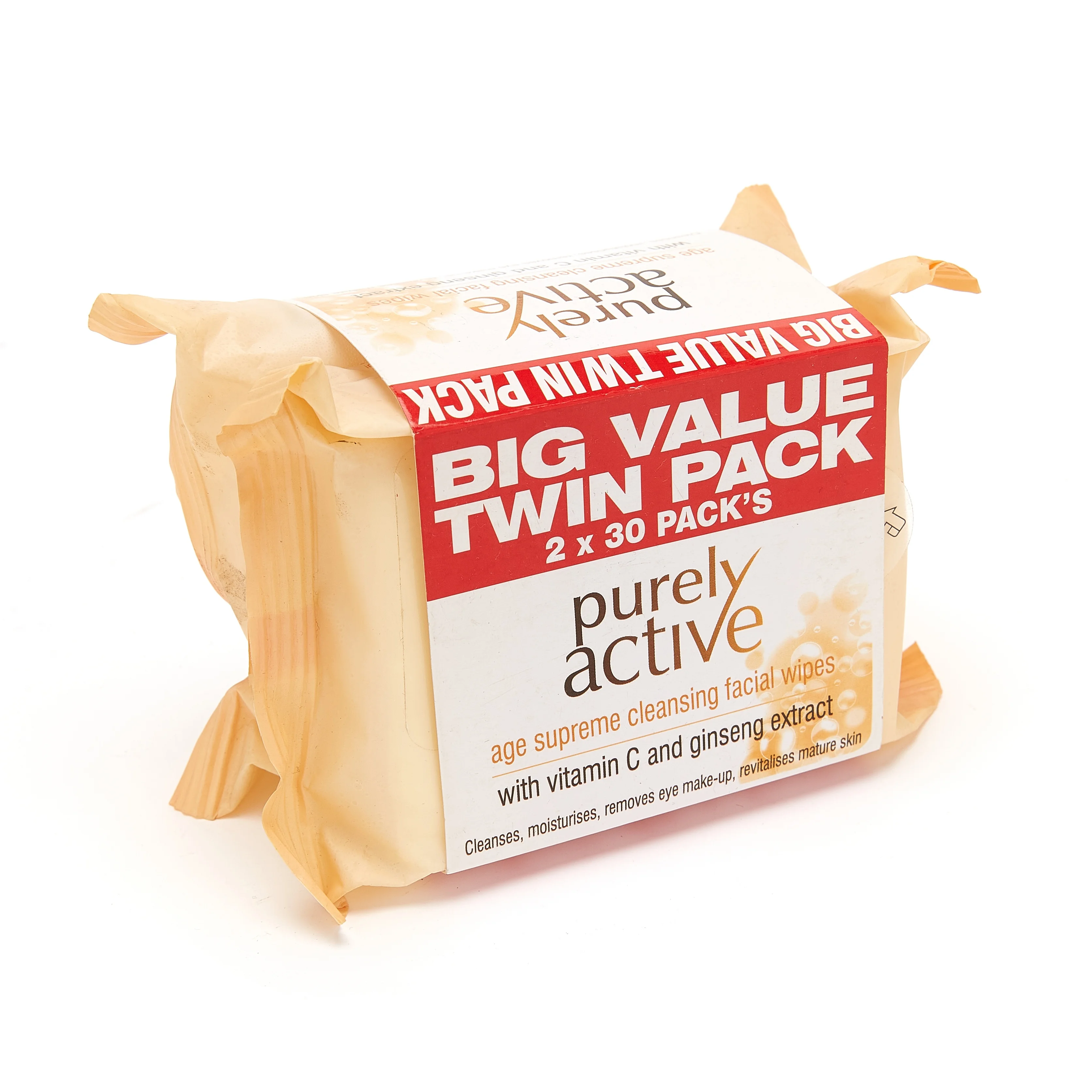 BaoJia face wash wipe individual eco friendly face wipes Vitamin C Twin Pack 2*30 wipes