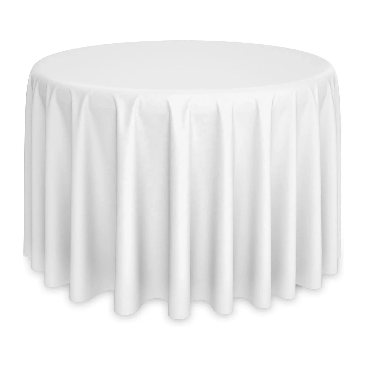 Luxury 132 Round White Table Cloth Wedding Polyester 120 Inch Round Tablecloth for Events Banquet Restaurant Hotel